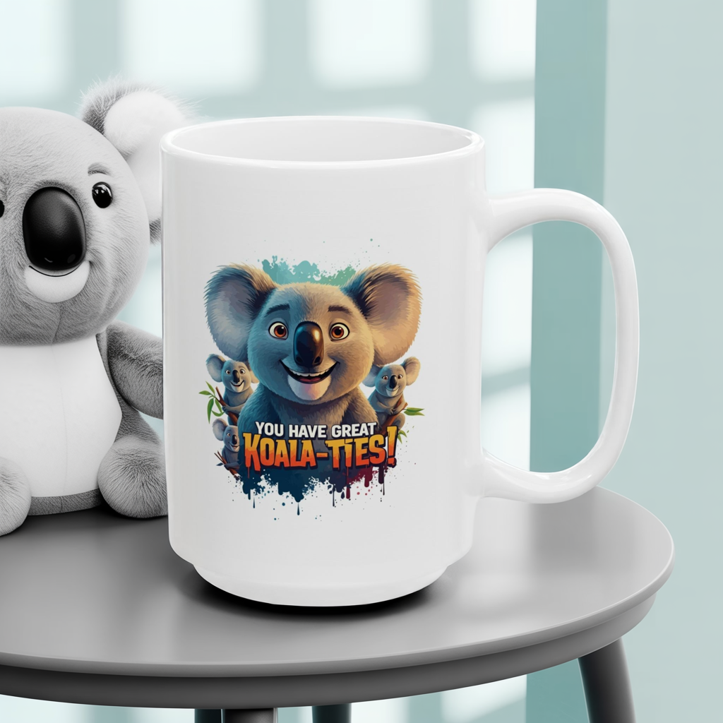 You Have Great Koala-ties Mug | Cute Koala Pun Coffee Cup | Animal Lover Gift | Koala Christmas Stocking Stuffer | Cute Punny Mug