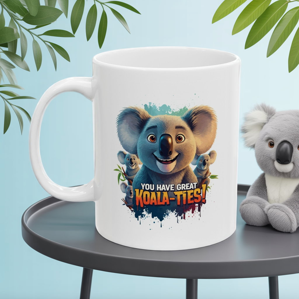 You Have Great Koala-ties Mug | Cute Koala Pun Coffee Cup | Animal Lover Gift | Koala Christmas Stocking Stuffer | Cute Punny Mug