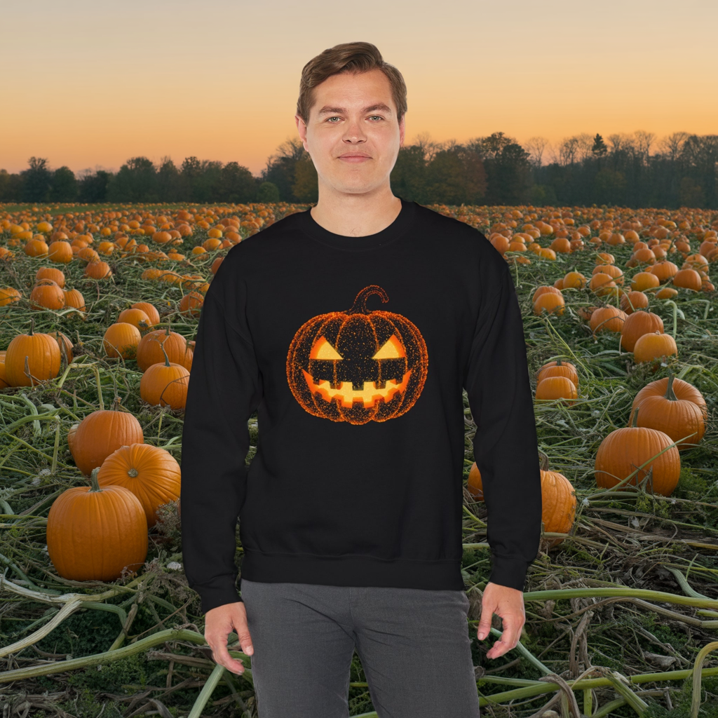 Jack O'Lantern Pumpkin Sweatshirt • Halloween Crewneck Sweater • Spooky Season Fall Top • Cozy Autumn Pumpkin Patch Graphic Shirt