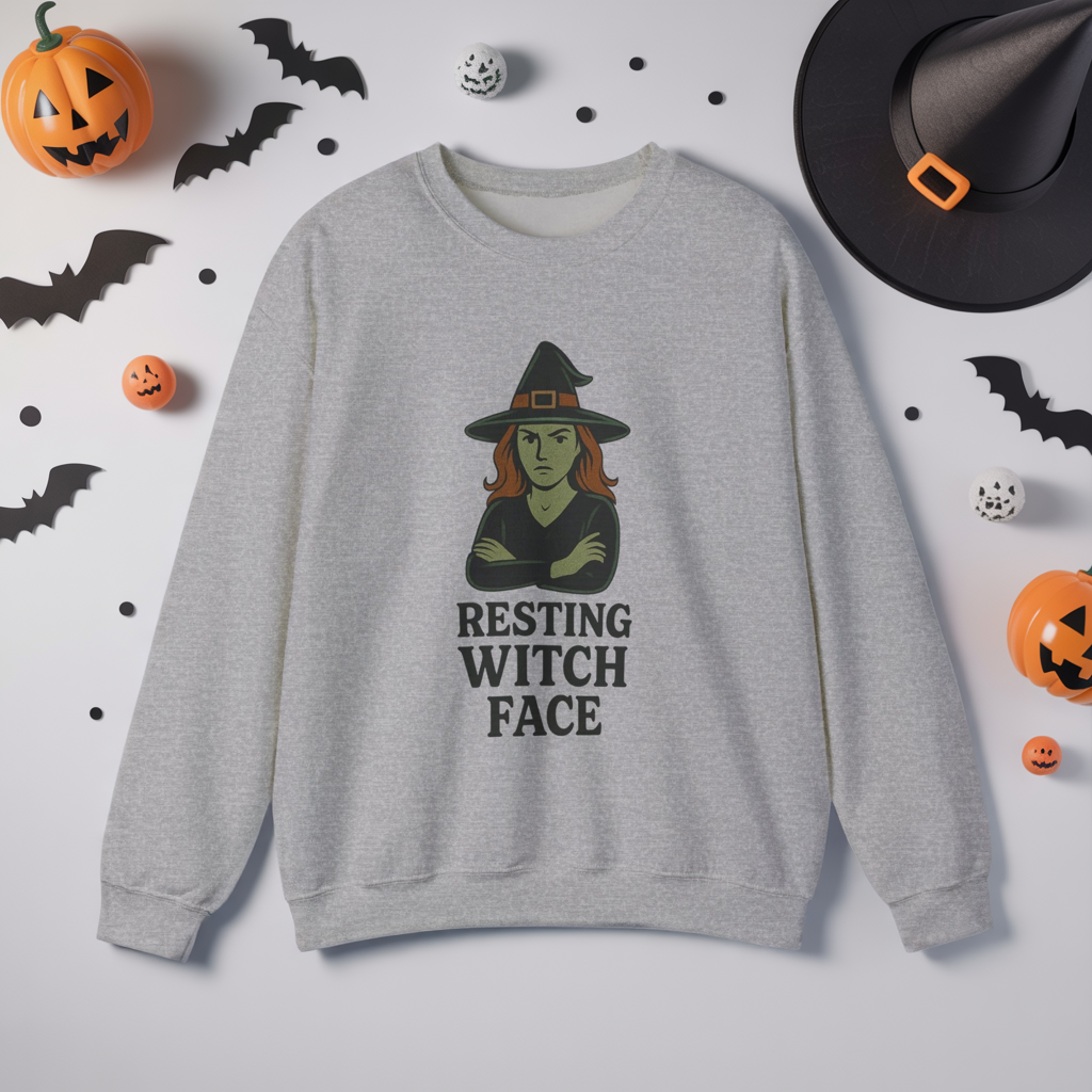 Resting Witch Face Sweatshirt, Funny Halloween Witch Crewneck, Spooky Season Sweatshirt, Fall Humor Graphic Pullover, Witchy Gift