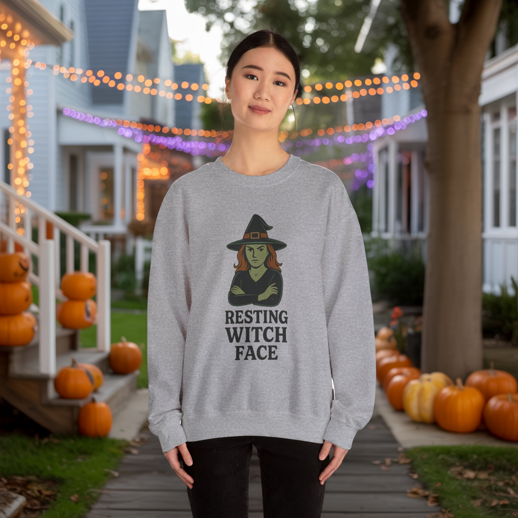 Resting Witch Face Sweatshirt, Funny Halloween Witch Crewneck, Spooky Season Sweatshirt, Fall Humor Graphic Pullover, Witchy Gift