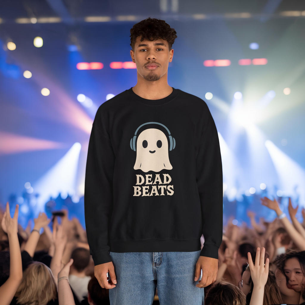 Dead Beats Ghost Sweatshirt, Funny Halloween Crewneck, Spooky Season Pullover, Music Lover Halloween Shirt, Cute Ghost Graphic Top