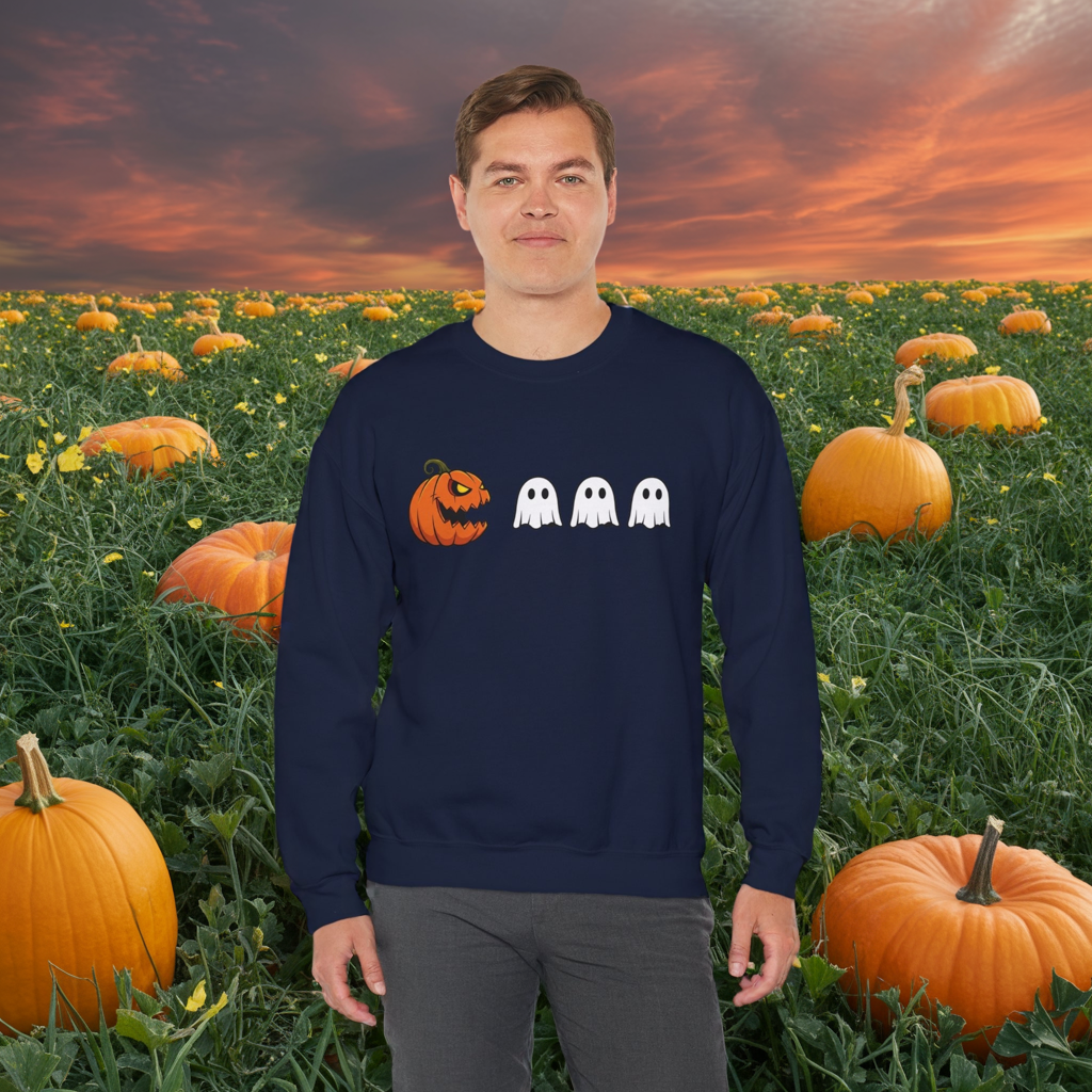 Pumpkin Ghost Sweatshirt, Funny Halloween Crewneck, Spooky Ghost Sweater, Cute Pumpkin Sweatshirt, Fall Outfit, Scary Face Sweatshirt