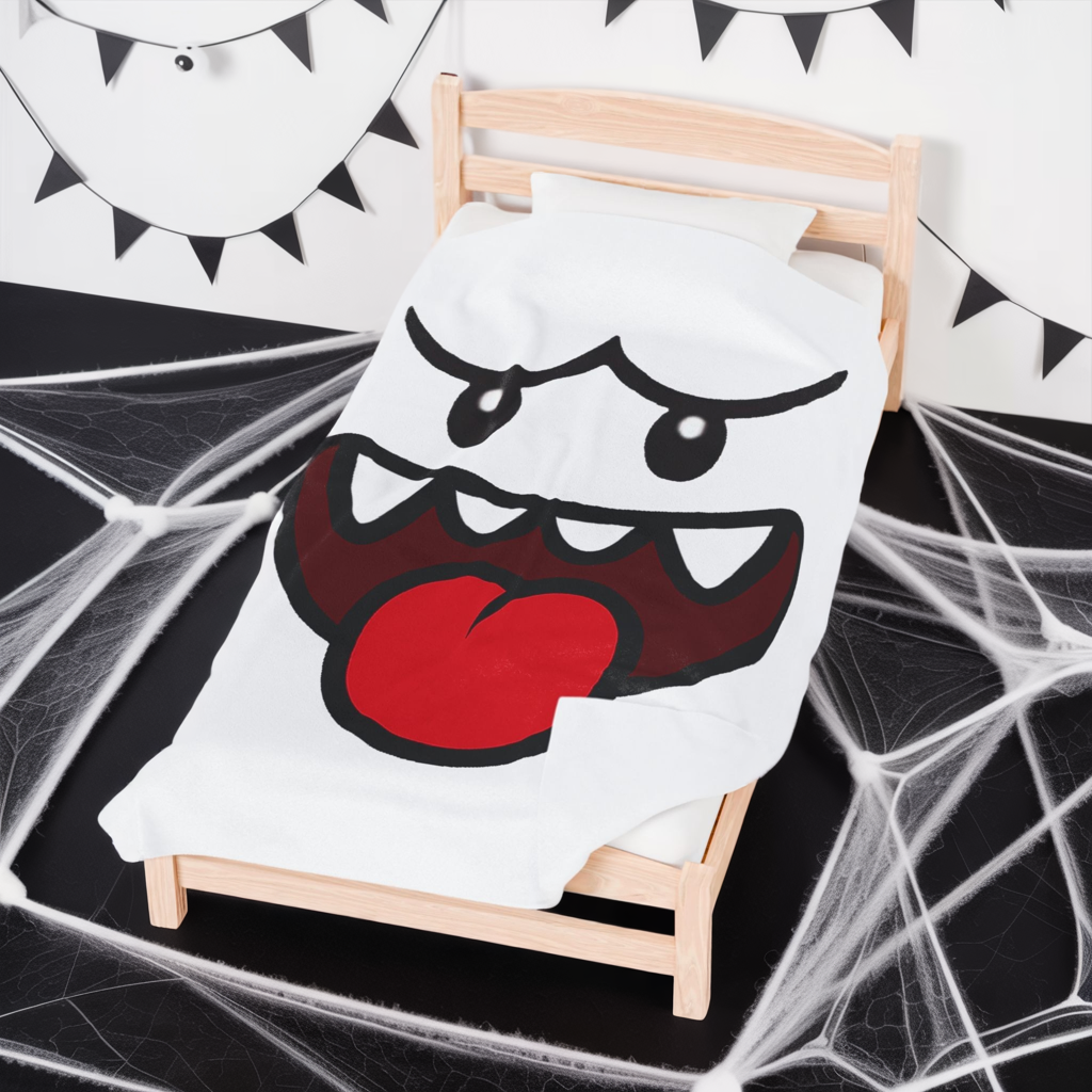 Funny Ghost Face Blanket, Spooky Halloween Throw, Creepy Gamer Room Bedding, Novelty Tongue Out Ghost Bedspread, Cool Cozy Horror Decor