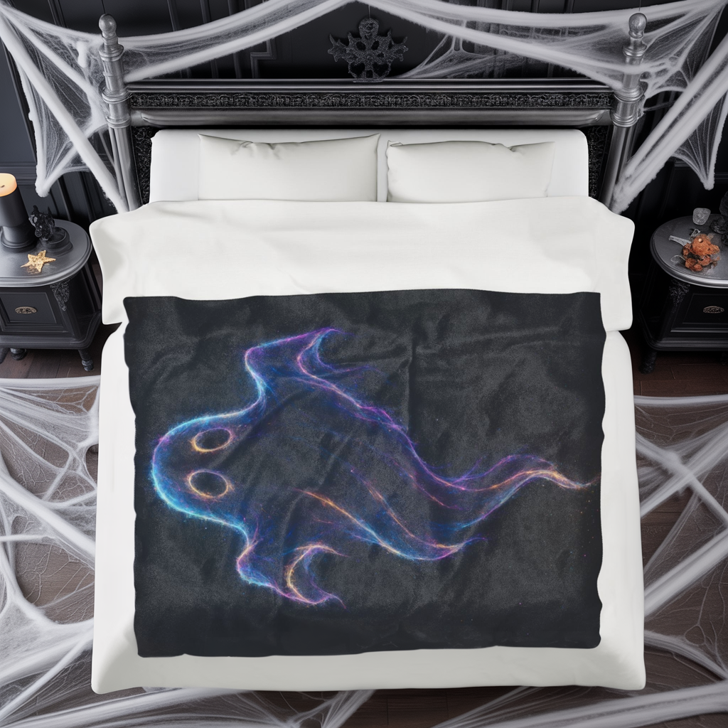 Galaxy Ghost Blanket, Halloween Throw Blanket, Spooky Cozy Decor, Ghost Lover Gift, Soft Plush Blanket, Cosmic Ghost Bedding