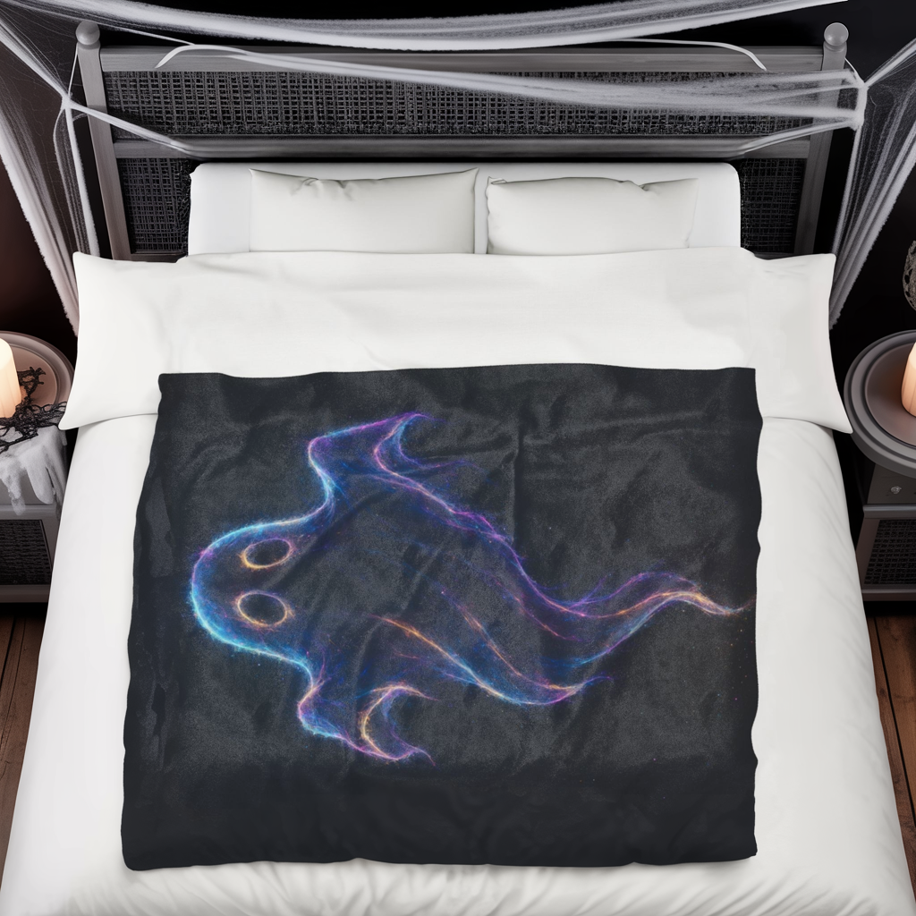 Galaxy Ghost Blanket, Halloween Throw Blanket, Spooky Cozy Decor, Ghost Lover Gift, Soft Plush Blanket, Cosmic Ghost Bedding