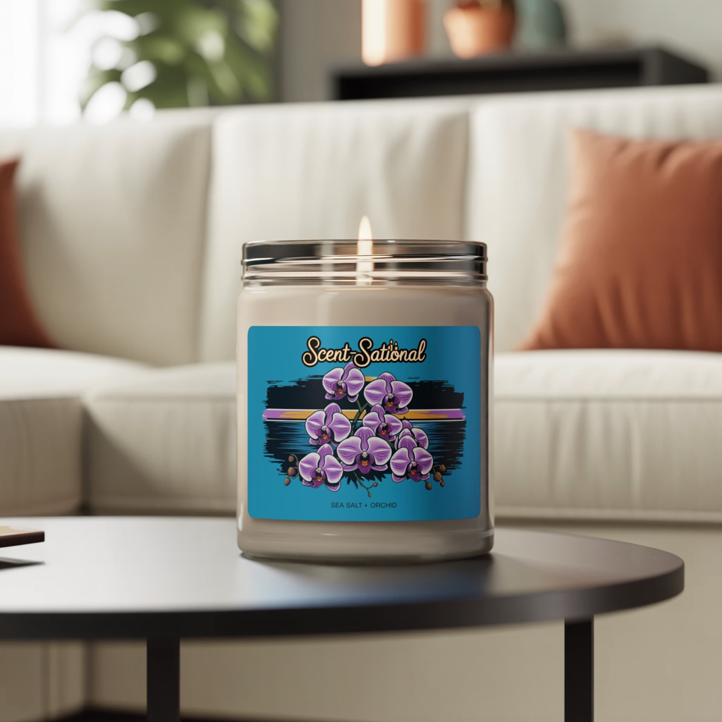 Sea Salt + Orchid Candle, Scented Soy Candle, Relaxing Spa Candle Gift, Floral Aromatherapy Candle, Home Decor, Self Care Gift For Her