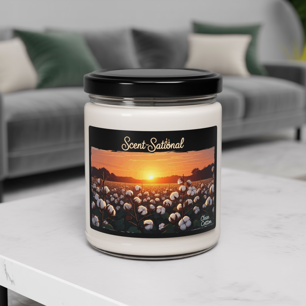 Clean Cotton Candle, Fresh Linen Scented Soy Candle, Cozy Home Candle Gift, Long Burn Time, Eco-Friendly Candle, Relaxing Room Fragrance