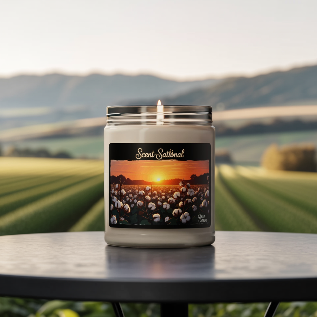 Clean Cotton Candle, Fresh Linen Scented Soy Candle, Cozy Home Candle Gift, Long Burn Time, Eco-Friendly Candle, Relaxing Room Fragrance