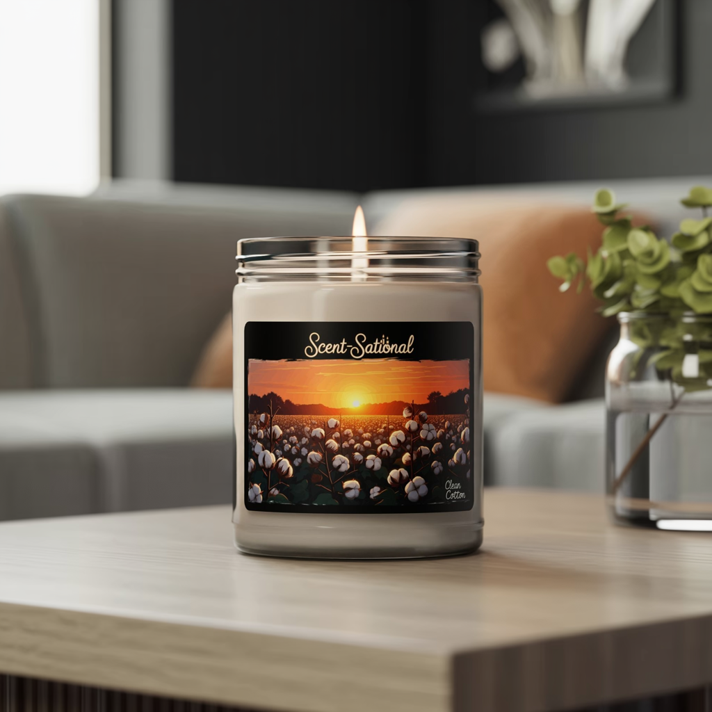 Clean Cotton Candle, Fresh Linen Scented Soy Candle, Cozy Home Candle Gift, Long Burn Time, Eco-Friendly Candle, Relaxing Room Fragrance