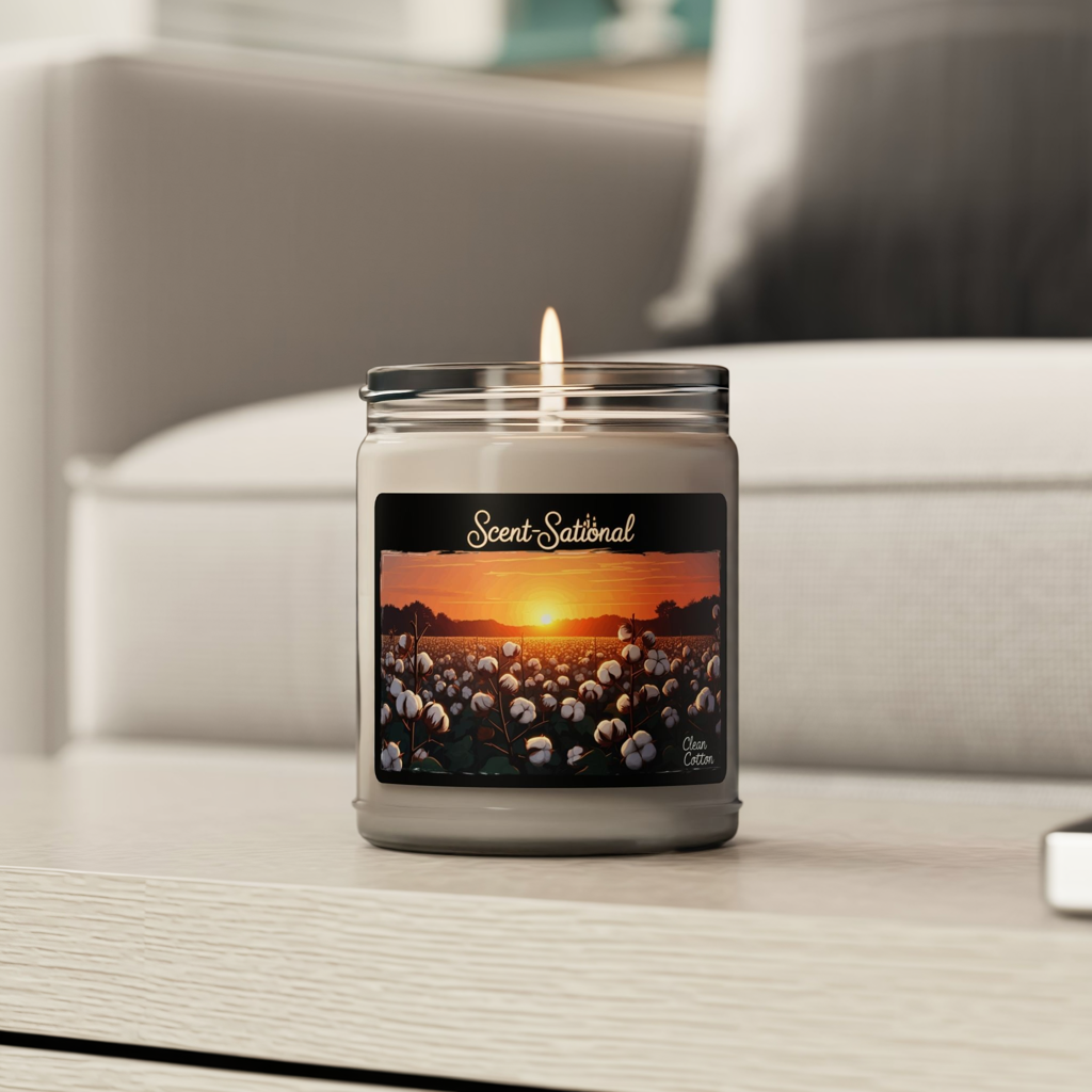 Clean Cotton Candle, Fresh Linen Scented Soy Candle, Cozy Home Candle Gift, Long Burn Time, Eco-Friendly Candle, Relaxing Room Fragrance