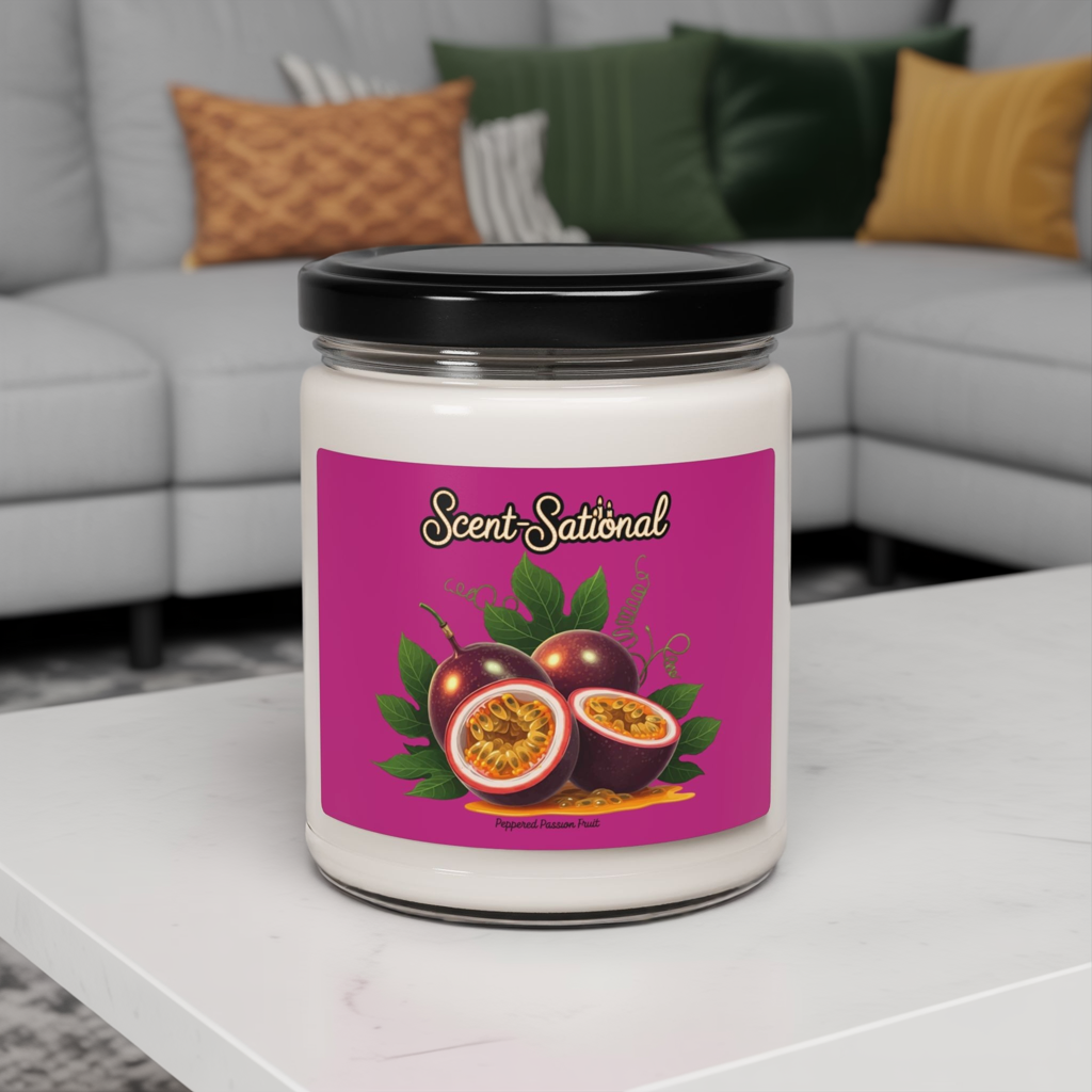 Peppered Passionfruit Candle, Fruity Scented Soy Candle, Tropical Aromatherapy Candle, Long Burn Gift, Luxury Home Decor, Self Care Candle