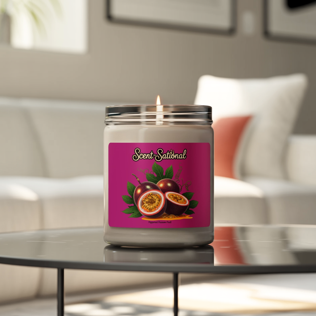 Peppered Passionfruit Candle, Fruity Scented Soy Candle, Tropical Aromatherapy Candle, Long Burn Gift, Luxury Home Decor, Self Care Candle