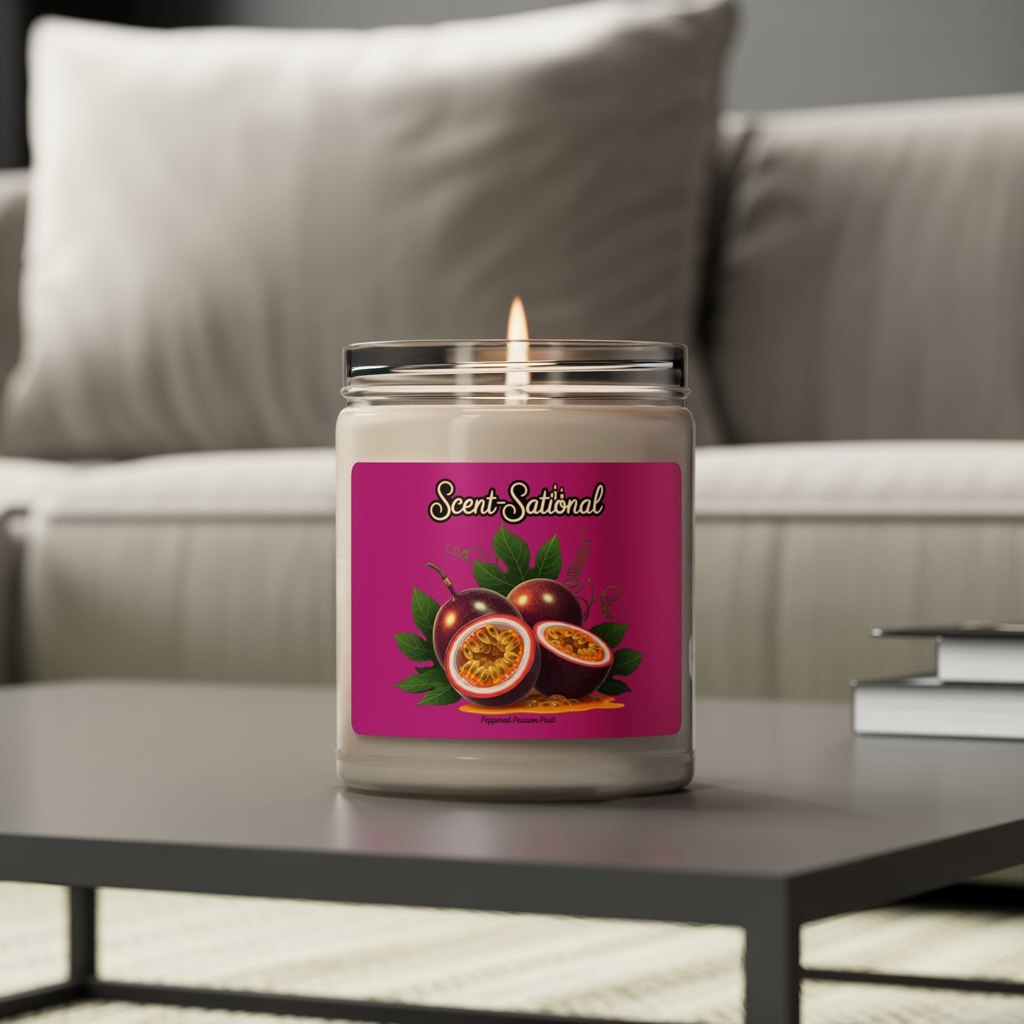 Peppered Passionfruit Candle, Fruity Scented Soy Candle, Tropical Aromatherapy Candle, Long Burn Gift, Luxury Home Decor, Self Care Candle