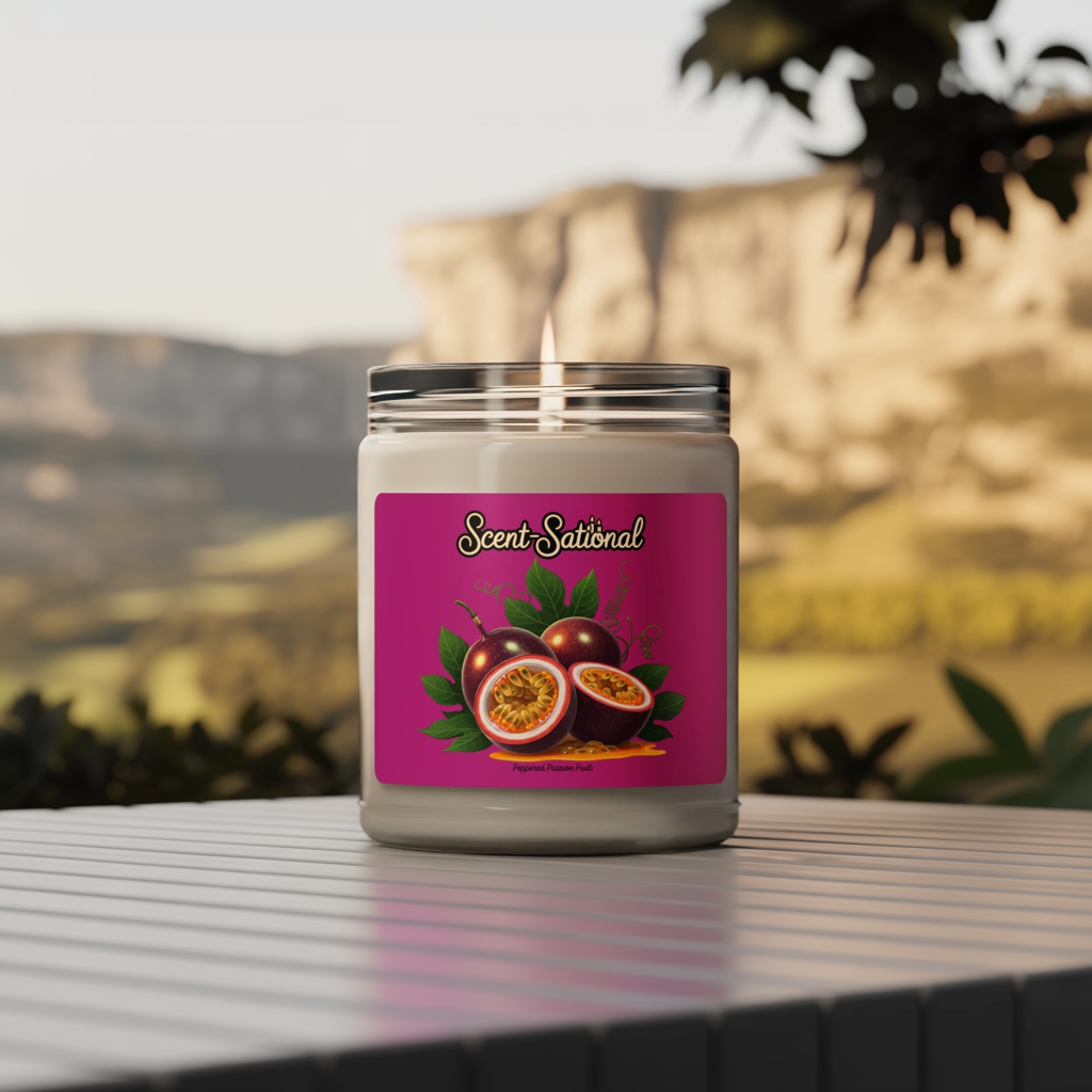 Peppered Passionfruit Candle, Fruity Scented Soy Candle, Tropical Aromatherapy Candle, Long Burn Gift, Luxury Home Decor, Self Care Candle