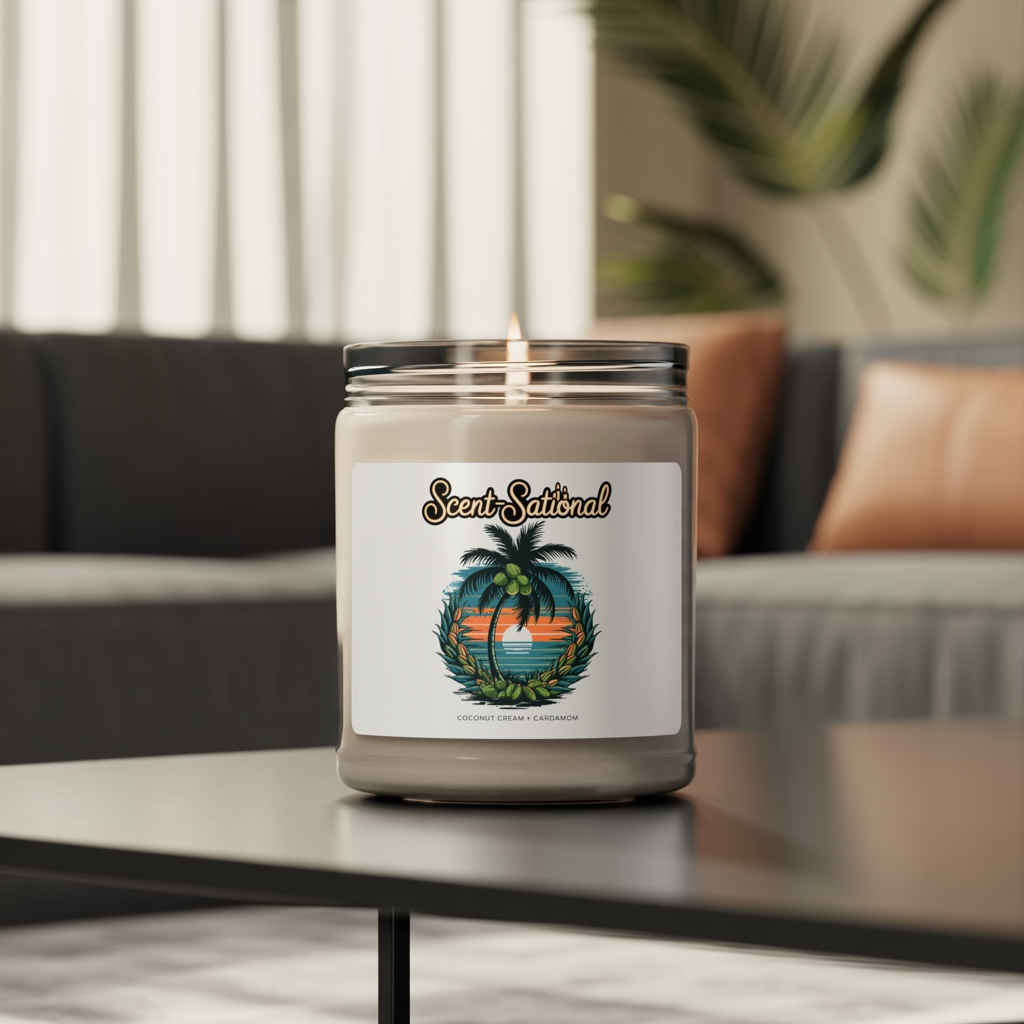 Coconut Cream + Cardamom Candle, Warm Spiced Soy Candle, Tropical Aromatherapy Gift, Long Burn Eco Candle, Cozy Home Scent For Relaxation
