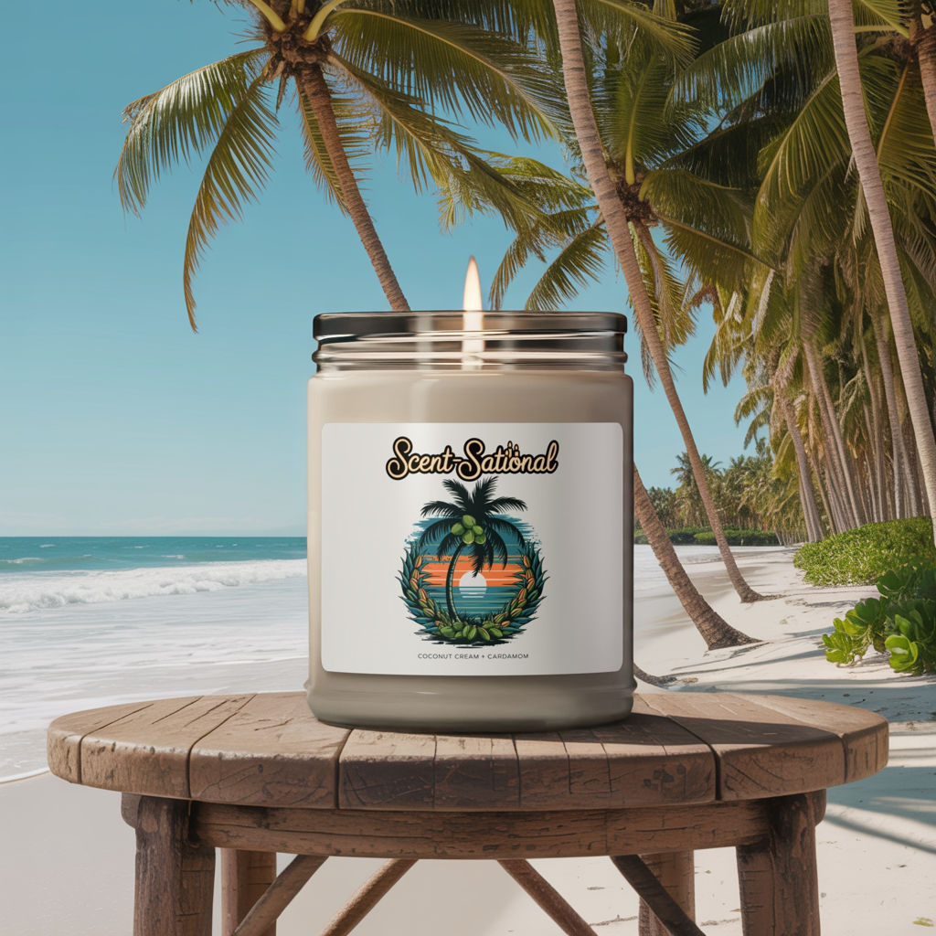 Coconut Cream + Cardamom Candle, Warm Spiced Soy Candle, Tropical Aromatherapy Gift, Long Burn Eco Candle, Cozy Home Scent For Relaxation