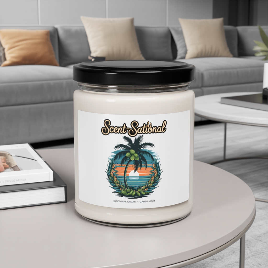Coconut Cream + Cardamom Candle, Warm Spiced Soy Candle, Tropical Aromatherapy Gift, Long Burn Eco Candle, Cozy Home Scent For Relaxation
