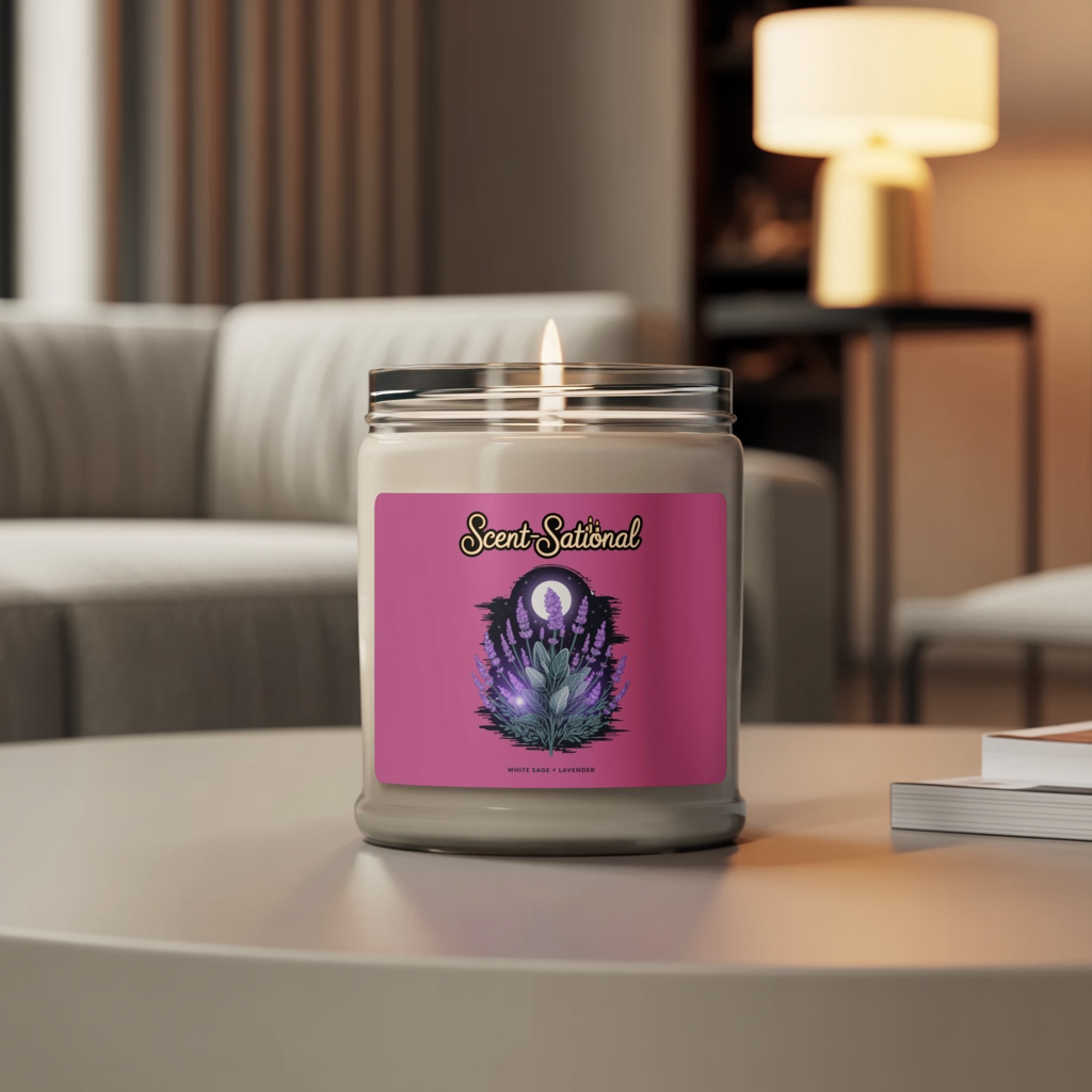 White Sage + Lavender Candle, Relaxing Aromatherapy Soy Candle, Calming Eco Candle, Long Burn Jar Candle Gift For Meditation And Self Care