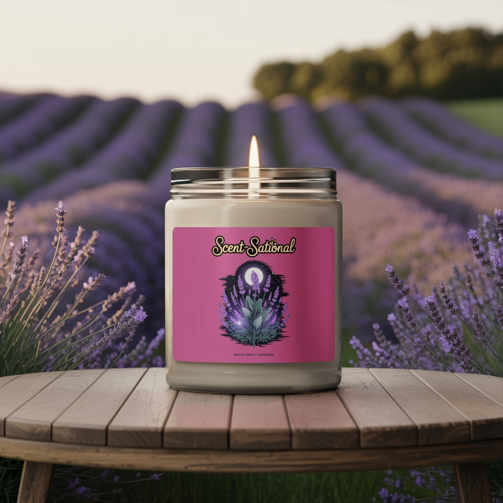 White Sage + Lavender Candle, Relaxing Aromatherapy Soy Candle, Calming Eco Candle, Long Burn Jar Candle Gift For Meditation And Self Care