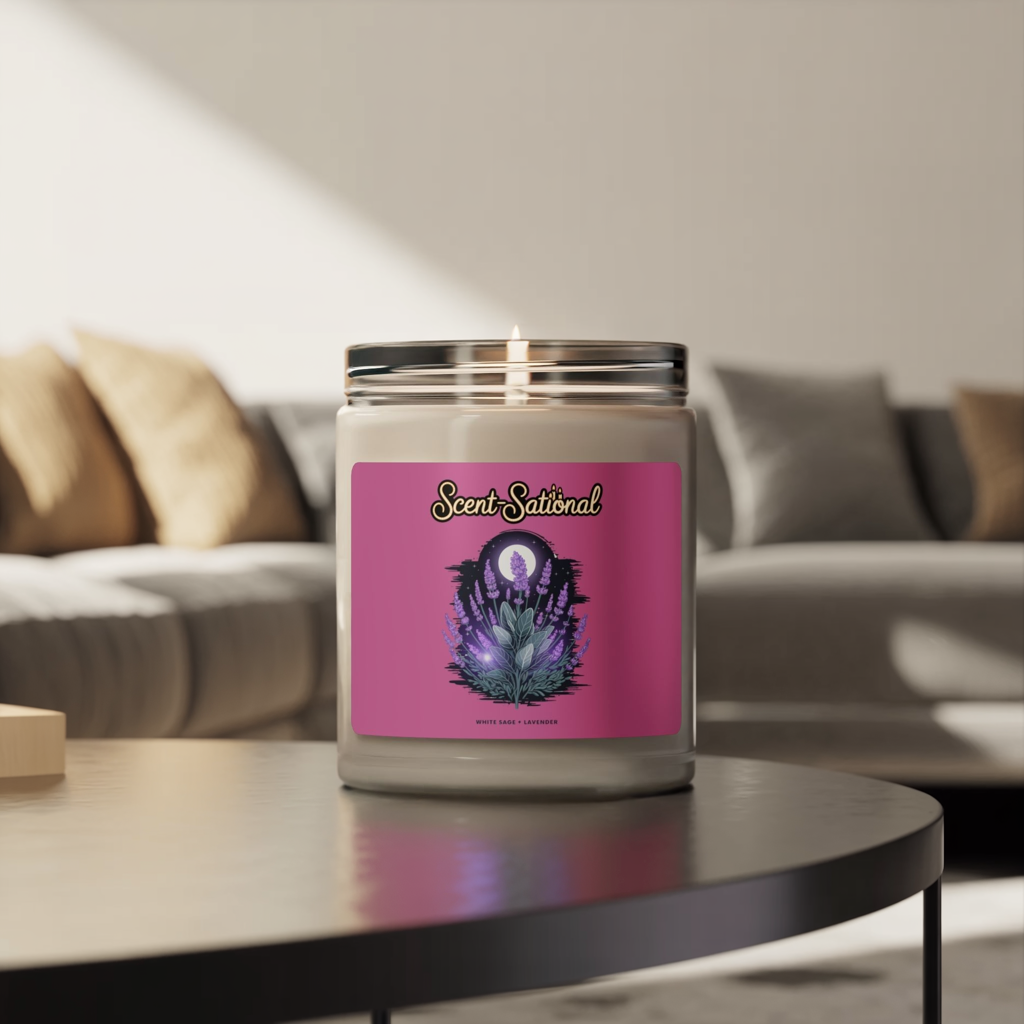 White Sage + Lavender Candle, Relaxing Aromatherapy Soy Candle, Calming Eco Candle, Long Burn Jar Candle Gift For Meditation And Self Care