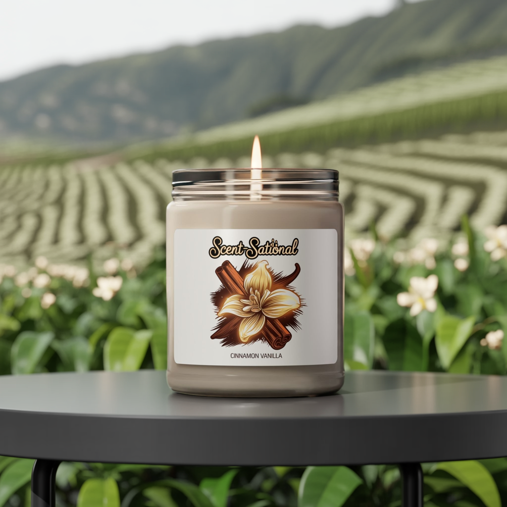 Cinnamon Vanilla Scented Candle, Cozy Aromatherapy Soy Candle, Reusable Glass Jar, Warm Home Fragrance Gift For Holidays And Housewarming