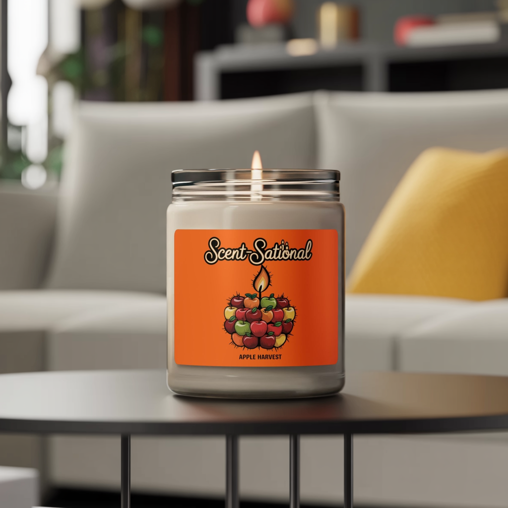 Apple Harvest Scented Candle, Fresh Fruit Aromatherapy Soy Candle, Eco-Friendly Reusable Jar, Cozy Fall Fragrance Gift For Home Lovers