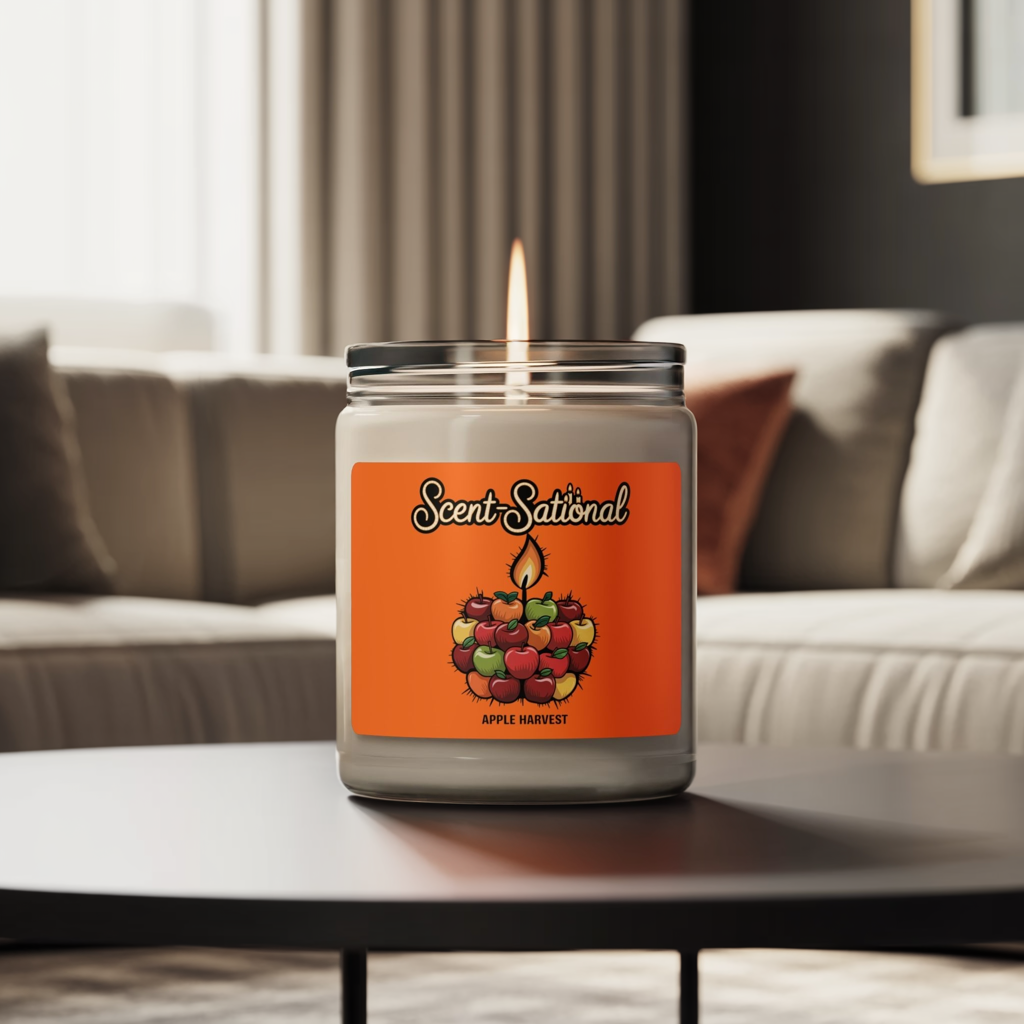 Apple Harvest Scented Candle, Fresh Fruit Aromatherapy Soy Candle, Eco-Friendly Reusable Jar, Cozy Fall Fragrance Gift For Home Lovers