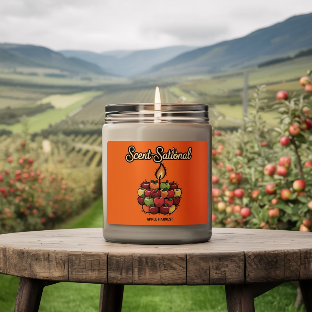 Apple Harvest Scented Candle, Fresh Fruit Aromatherapy Soy Candle, Eco-Friendly Reusable Jar, Cozy Fall Fragrance Gift For Home Lovers