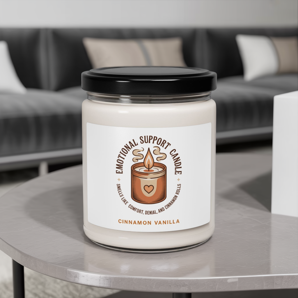 Emotional Support Candle, Cinnamon Vanilla Scented Soy Candle, Cozy Aromatherapy Jar Candle, Relaxation And Self-Care Gift For Home
