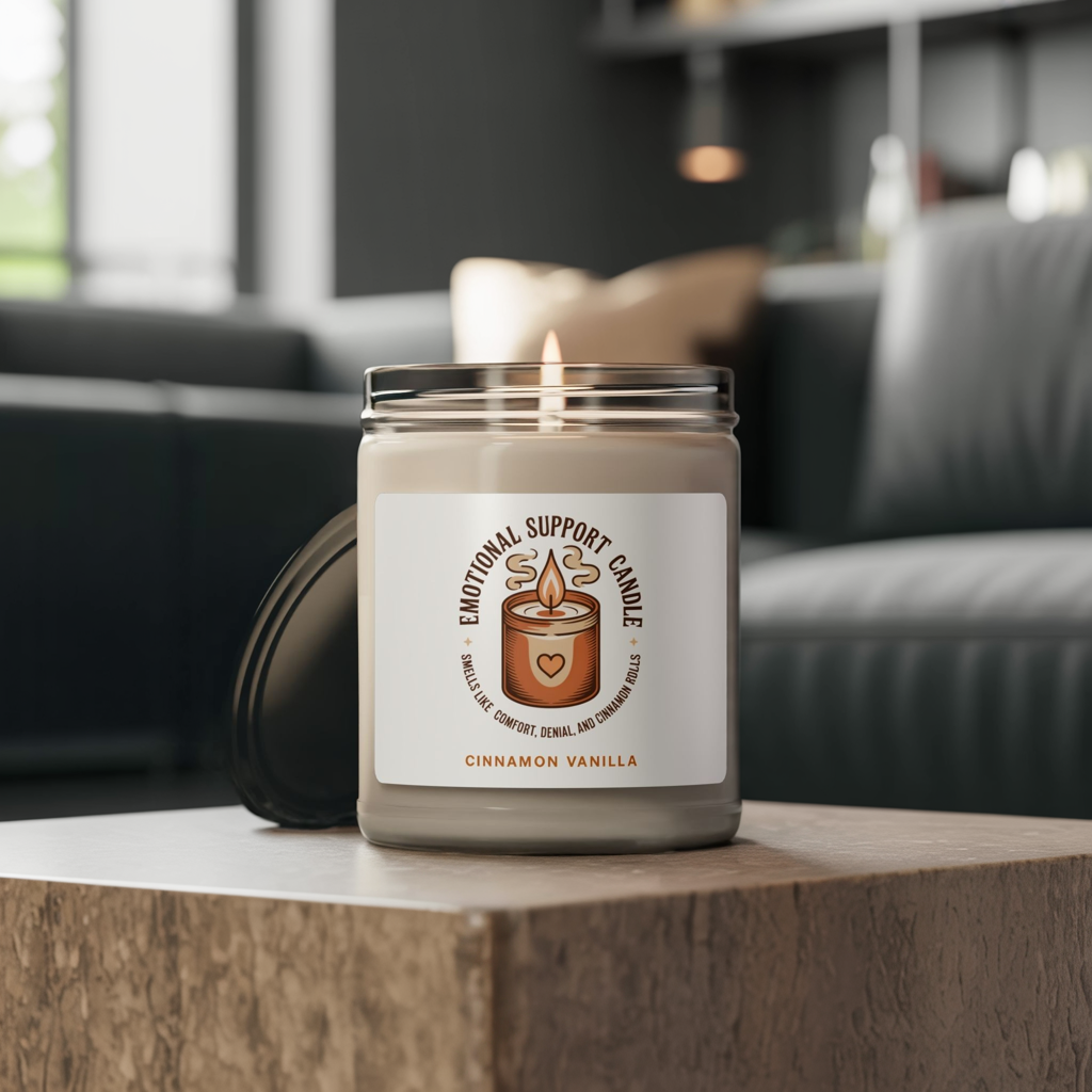 Emotional Support Candle, Cinnamon Vanilla Scented Soy Candle, Cozy Aromatherapy Jar Candle, Relaxation And Self-Care Gift For Home