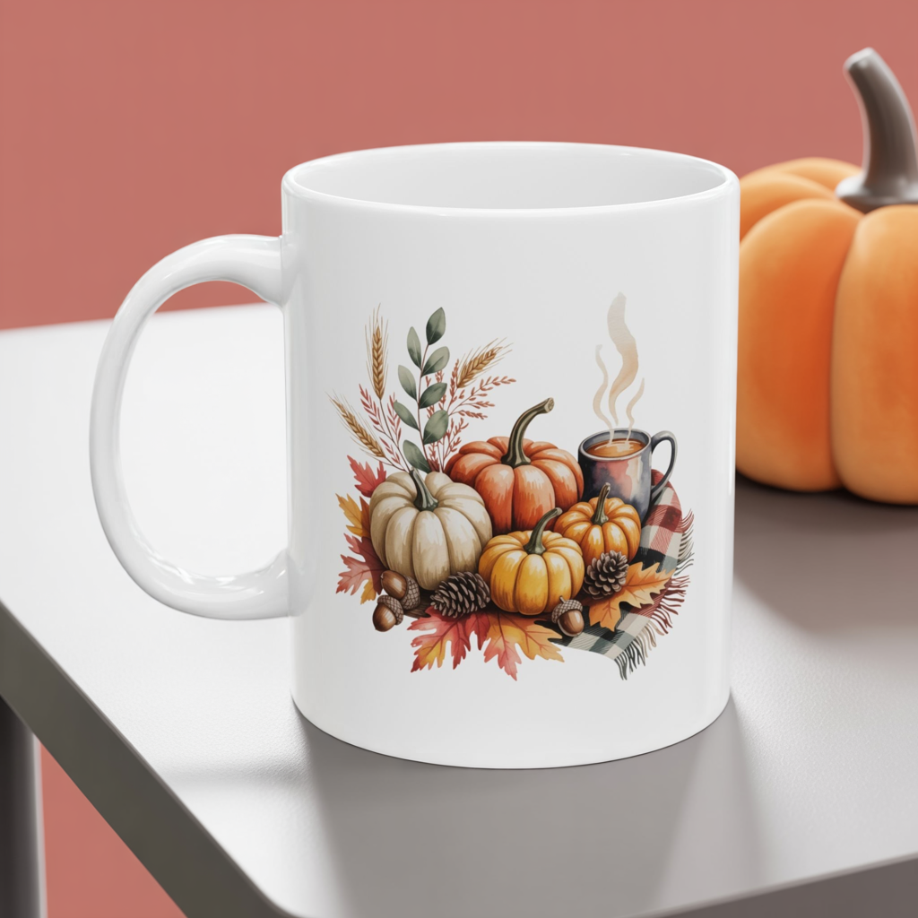Autumn Harvest Ceramic Mug - Perfect for Fall Coffee Lovers, Pumpkin Spice, Thanksgiving, Cozy Home Decor, Gift for Friends