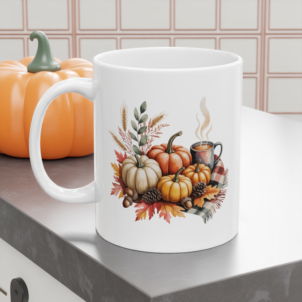 Autumn Harvest Ceramic Mug - Perfect for Fall Coffee Lovers, Pumpkin Spice, Thanksgiving, Cozy Home Decor, Gift for Friends