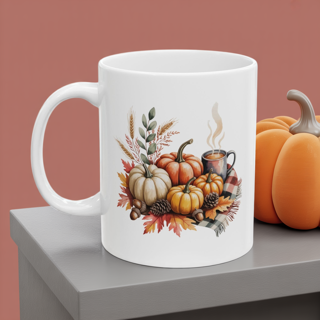 Autumn Harvest Ceramic Mug - Perfect for Fall Coffee Lovers, Pumpkin Spice, Thanksgiving, Cozy Home Decor, Gift for Friends