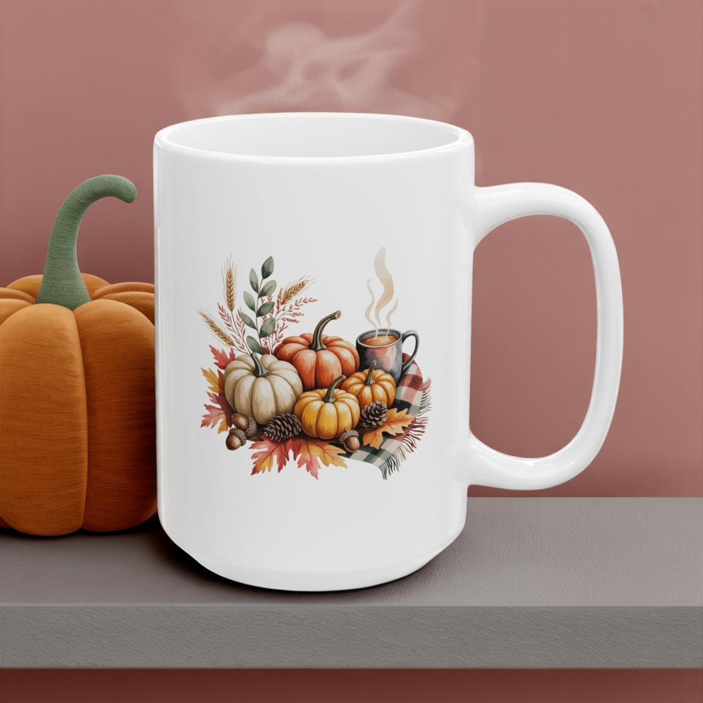 Autumn Harvest Ceramic Mug - Perfect for Fall Coffee Lovers, Pumpkin Spice, Thanksgiving, Cozy Home Decor, Gift for Friends