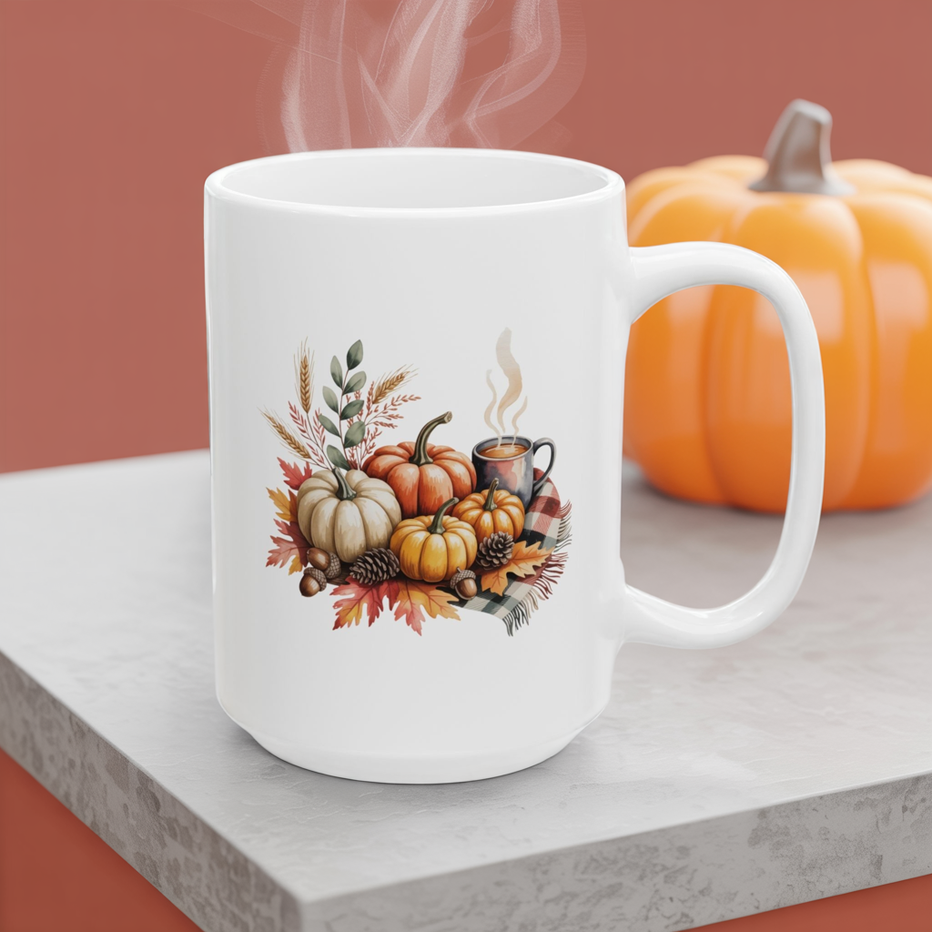 Autumn Harvest Ceramic Mug - Perfect for Fall Coffee Lovers, Pumpkin Spice, Thanksgiving, Cozy Home Decor, Gift for Friends