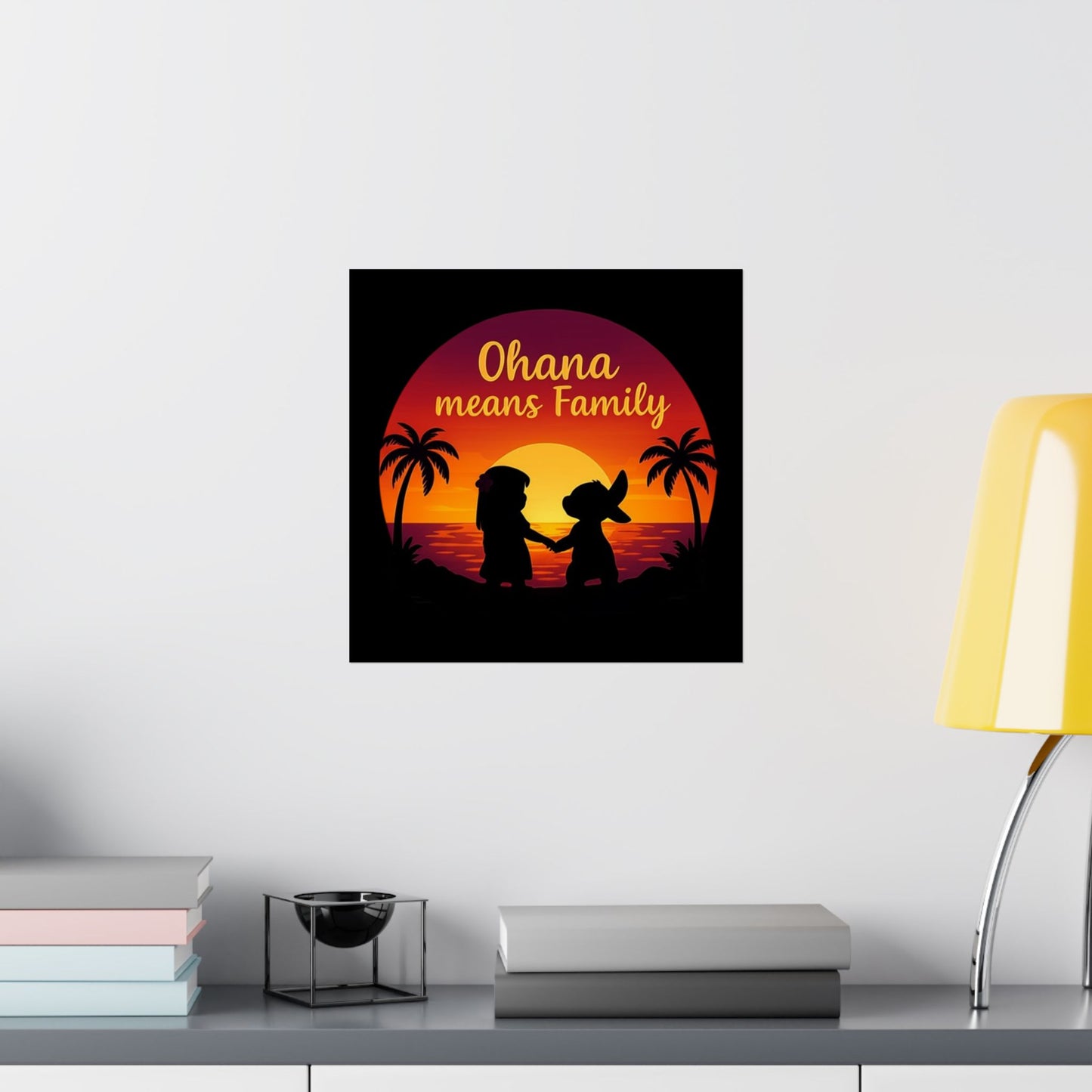 Ohana Means Family Poster - Sunset Wall Art, Family Inspired Print, Hawaiian Quote Decor, Family Room Aesthetic