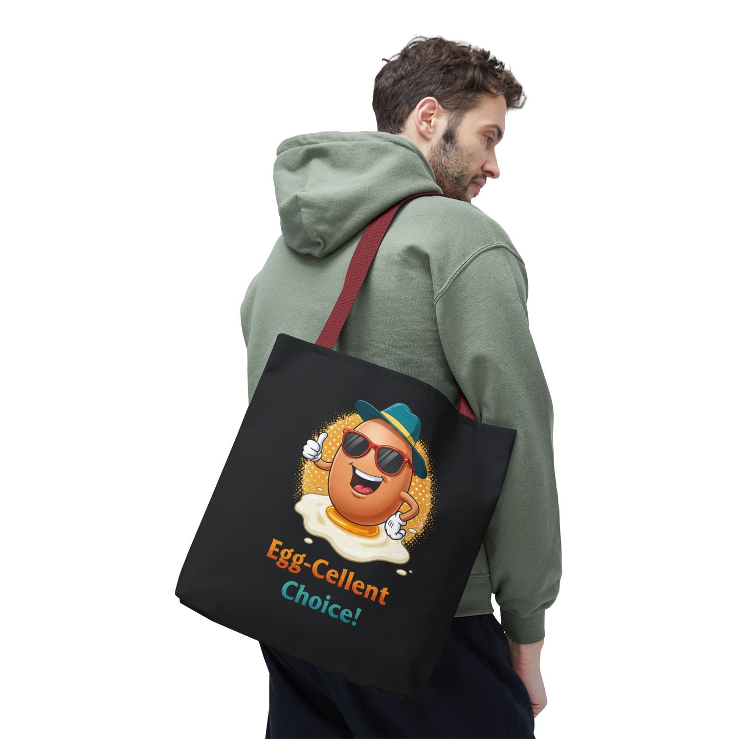Tote Bag: Egg-Cellent Choice Thumbs Up Pun Design