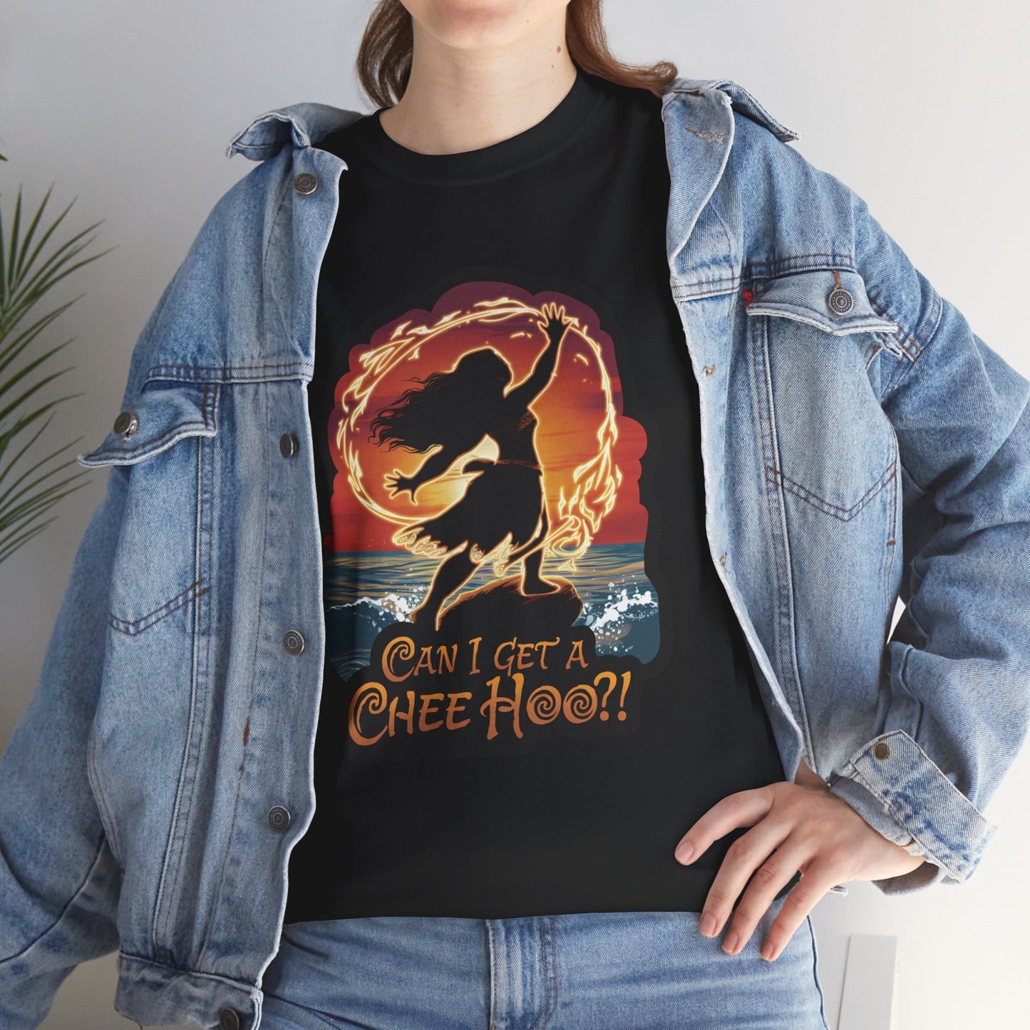 Can I Get a Chee Hoo Shirt – Hawaiian Island Vibes Tee – Hula Dancer Sunset Graphic T-Shirt – Polynesian Luau Party Unisex Top