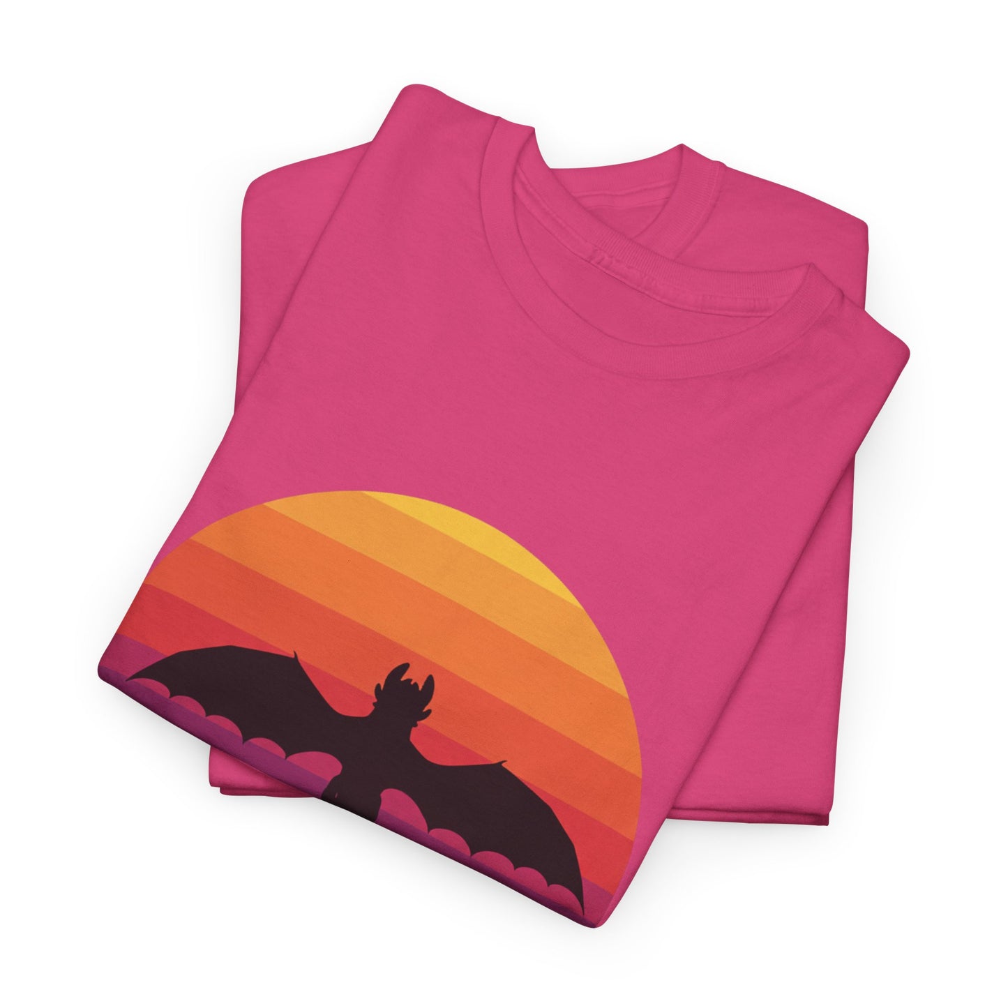 Night Dragon Sunset T-Shirt | Retro Dragon Silhouette Tee | Fantasy Dragon Shirt | Unisex Graphic Tee | Gift for Dragon Lovers
