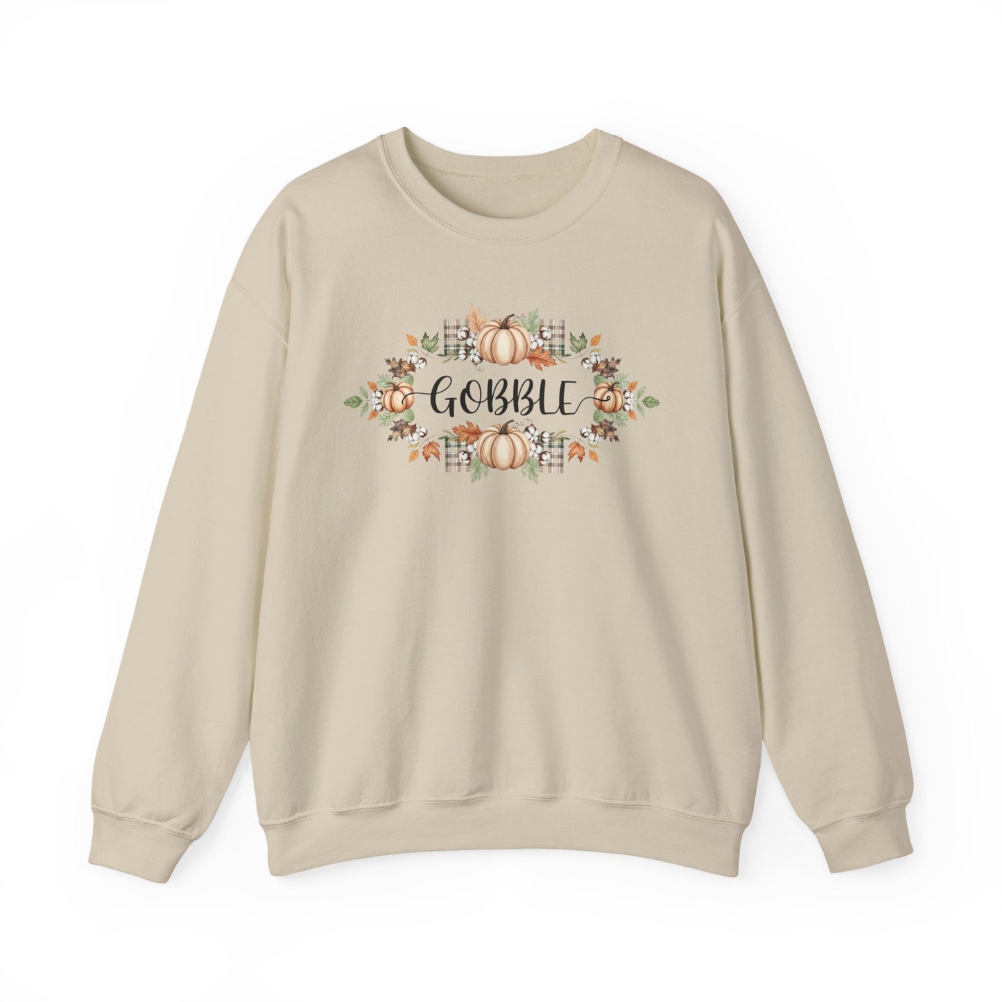 Gobble Thanksgiving Sweatshirt, Rustic Fall Turkey Crewneck, Autumn Pumpkin Floral Pullover, Thanksgiving Outfit Sweater Gift