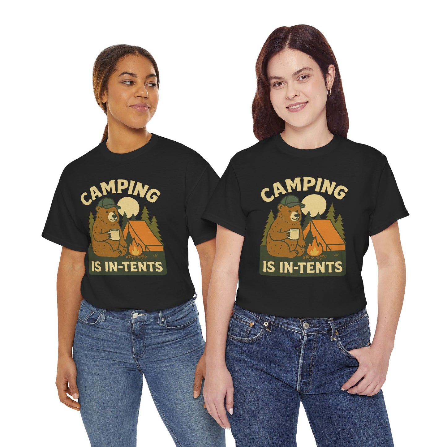 Camping Is In-Tents Funny Bear Camping Tee - Cute Outdoorsy Pun Shirt - Retro Campfire Graphic, Nature Lover Gift, Unisex Adventure Apparel