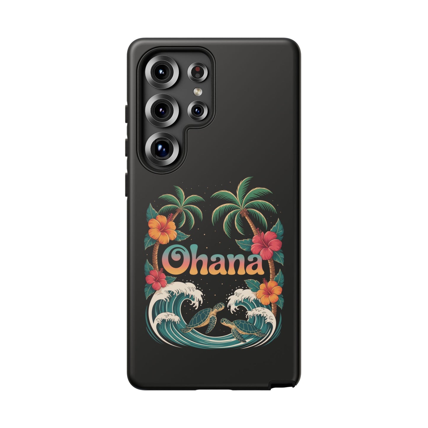 Tropical Ohana Samsung Case - Summer Beach Phone Cover - Hawaiian Palm & Hibiscus Design - Rugged & Glossy Protector for Galaxy