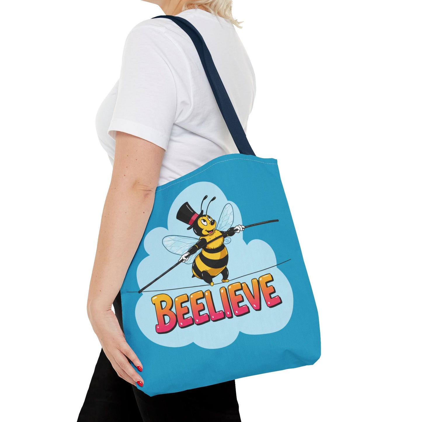 Bee Tote Bag Beelieve Pun Design