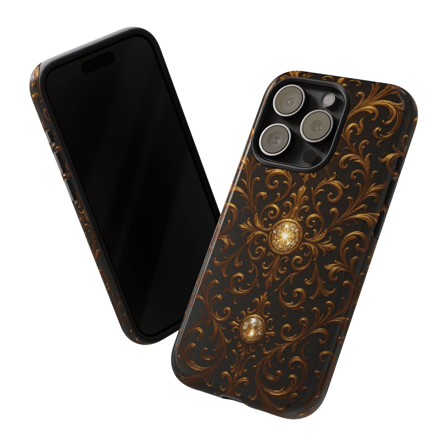 Baroque iPhone Case β Elegant Gold Floral Scroll Design for iPhone 16, 15, 14, 13, Pro Max & More