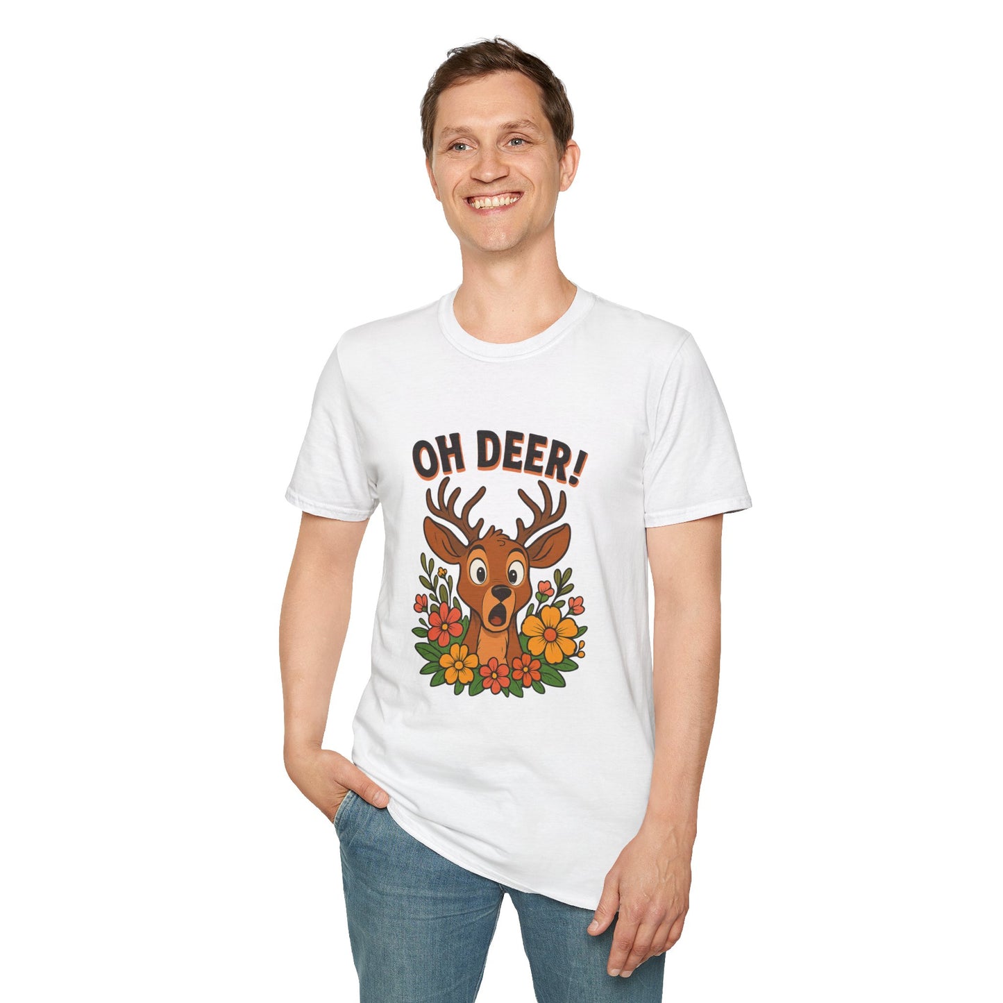 Oh Deer! Cute Floral Deer Graphic Tee | Funny Animal Lover Gift, Personalized, Nature Woodland Shirt, Deer Mom | Gift for Her Him