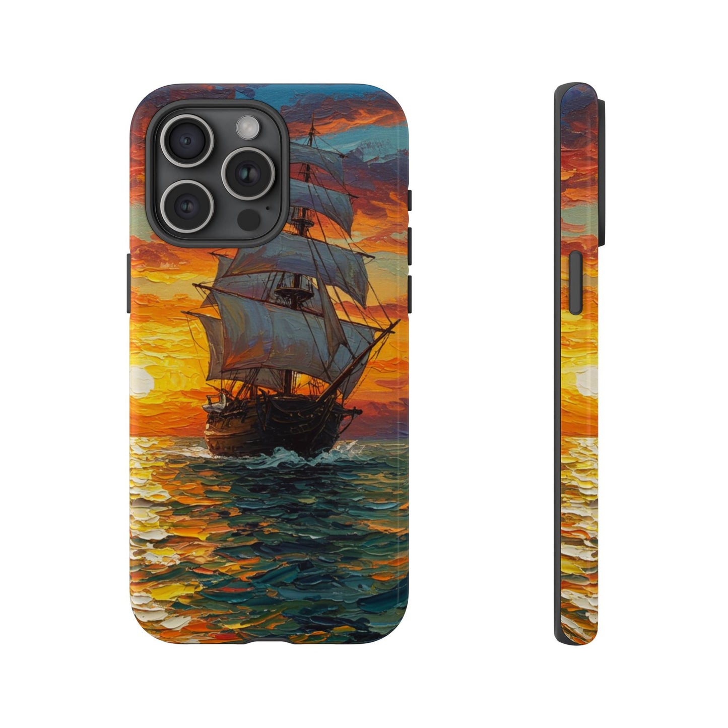 iPhone Case - Ship Sailing at Sunset Design
