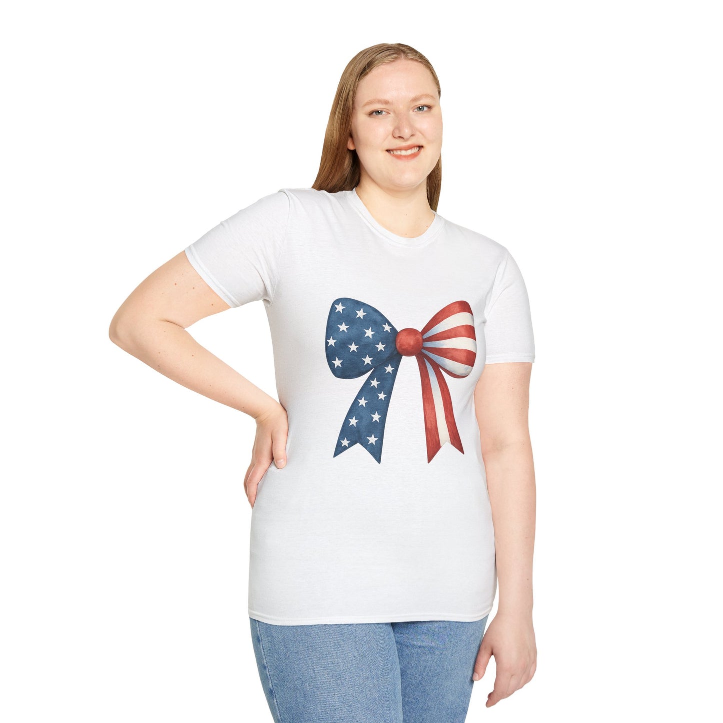 Patriotic Bow USA T-Shirt | 4th of July Shirt | American Flag Bow Tee | Independence Day Shirt | July 4th Graphic Tee | USA Pride Shirt