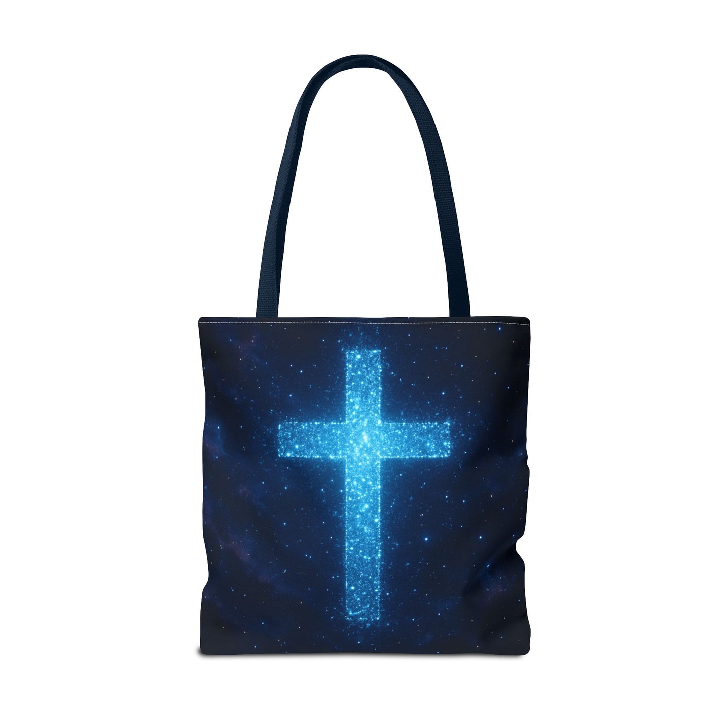 Sparkling Cross Tote Bag - Inspirational Blue Cosmic Bag Christian Tote Spiritual Bag Inspirational Tote Bag