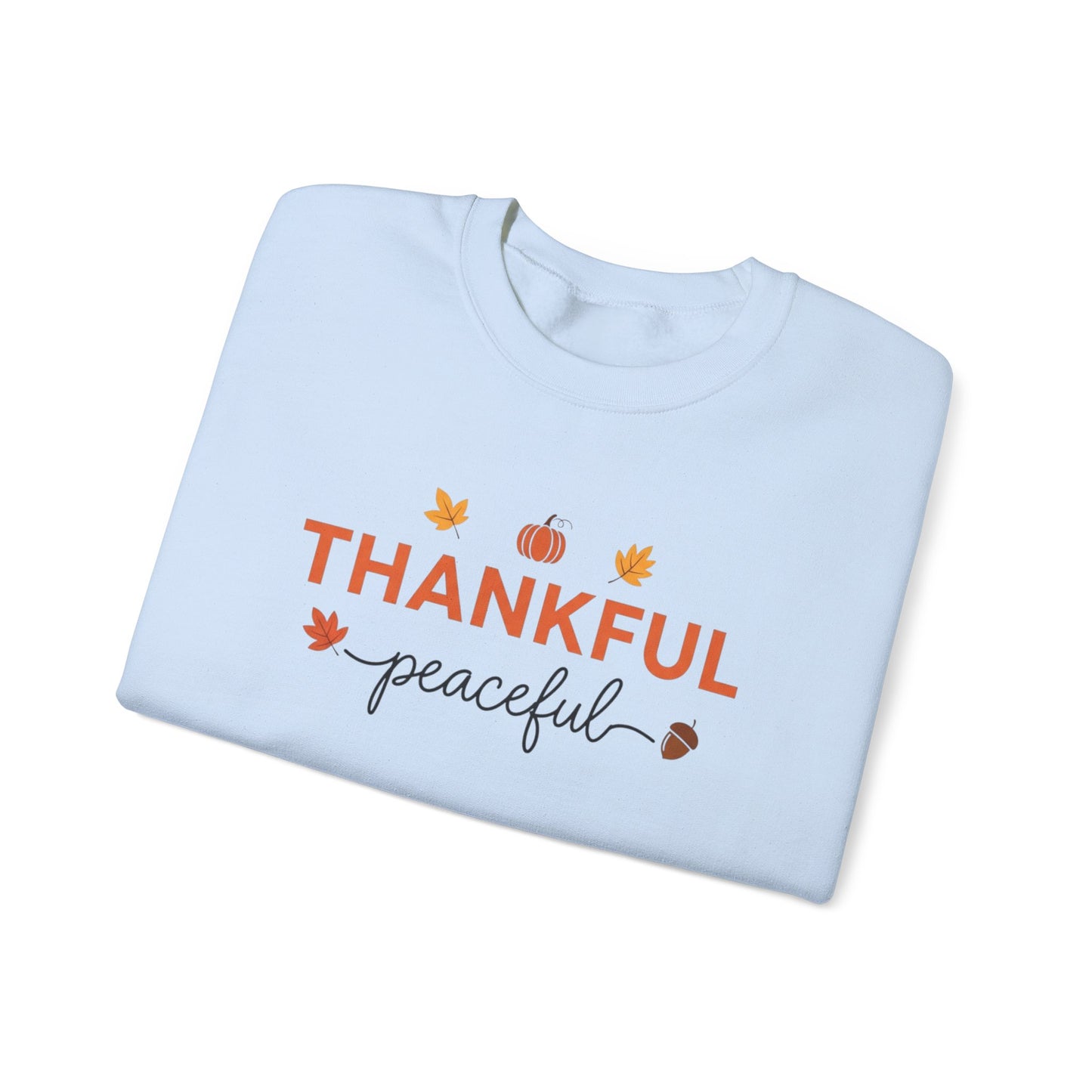 Thankful Peaceful Sweatshirt, Minimalist Fall Crewneck, Autumn Pumpkin Sweater, Thanksgiving Pullover, Cozy Seasonal Gratitude Gift